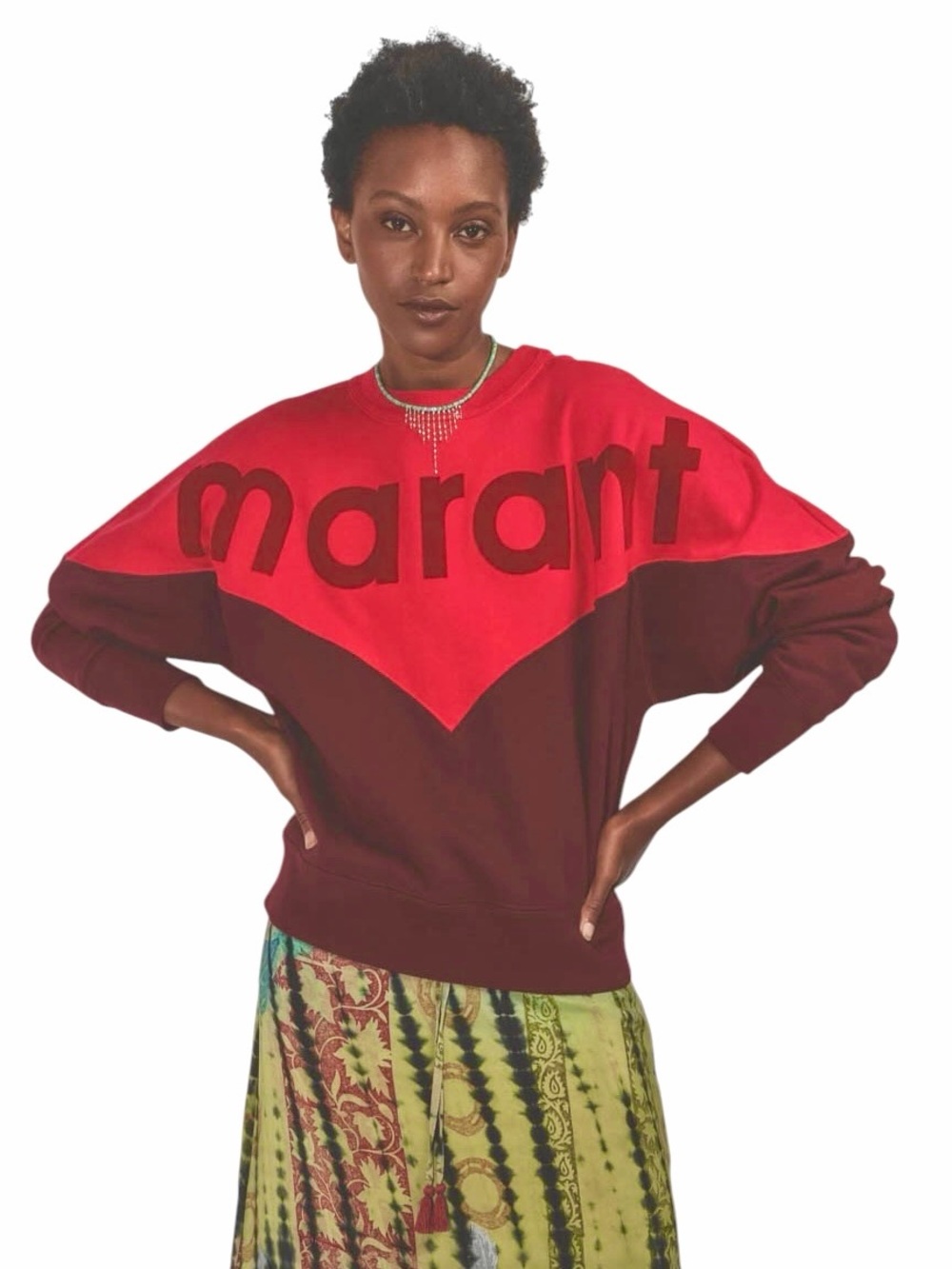 Isabel Marant Etoile Houston Logo Crewneck Sweatshirt Pink & Burgundy Sz S / 4